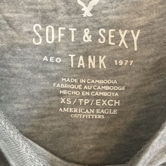 American Eagle outfitters soft and sexy line gray tank embroidered floral (xs) - Picture 6 of 8